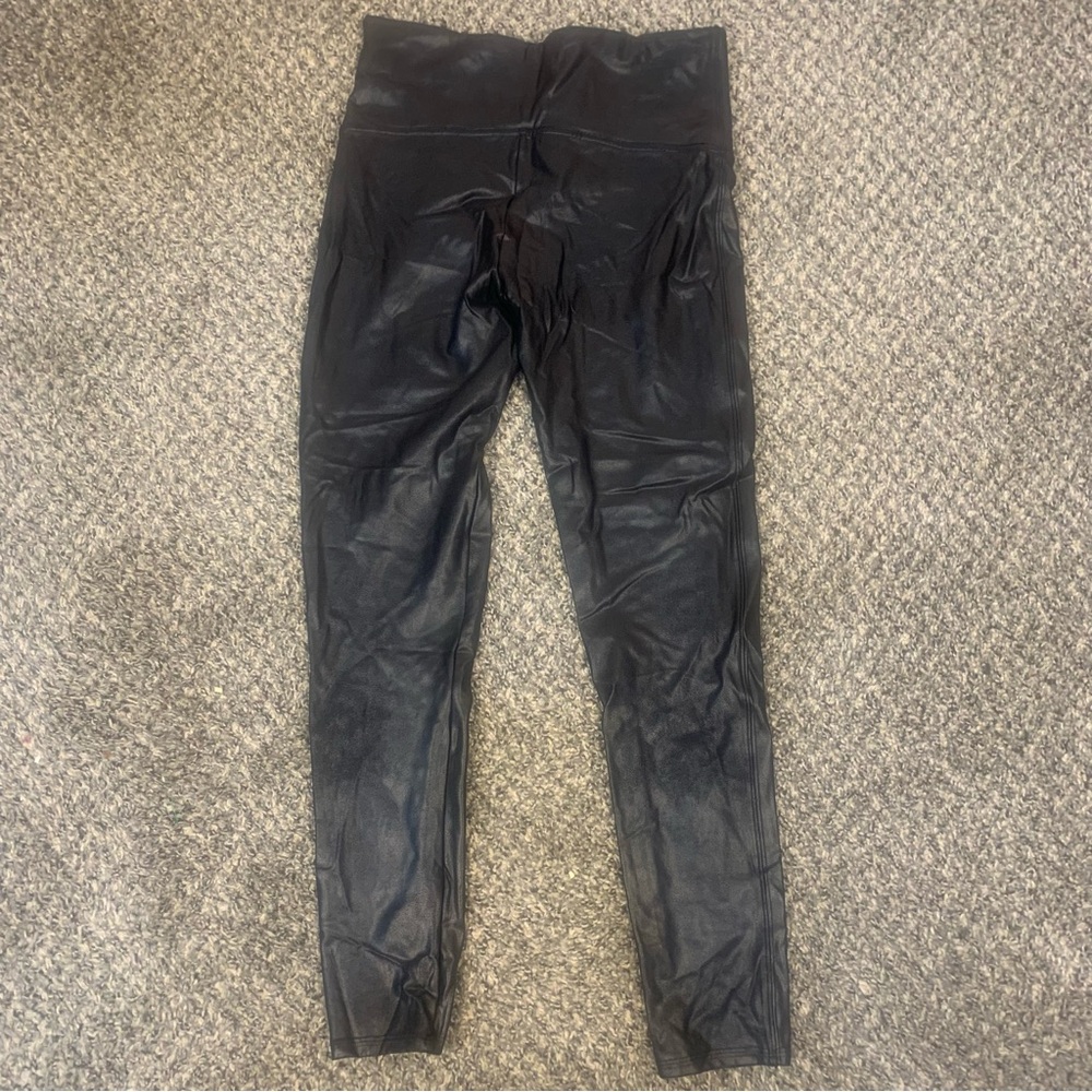 SPANX Faux Leather Shiny Moto Leggings - Picture 8 of 11
